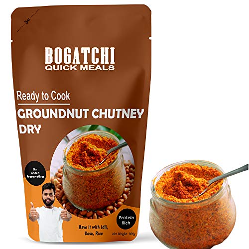 Image of BOGATCHI Quick Meals - Ready to Cook Authentic Groundnut Chutney (Dry) - 100 g , Ready to Eat Meal, Protein Rich, 100% Natural Ingredients, No Preservatives, No Artificial Flavours & Colours