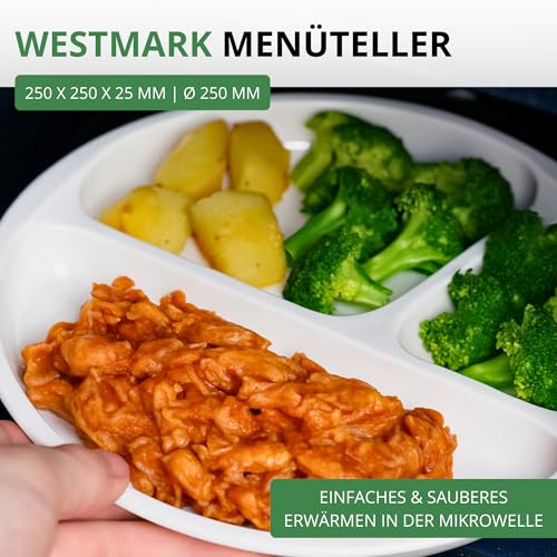 Westmark Mikrowellen-Menüteller, 3 separate Bereiche, ø 25 cm, Kunststoff, Farbe: Weiß, 22402270, Teller, Einzeln – Ansicht 2