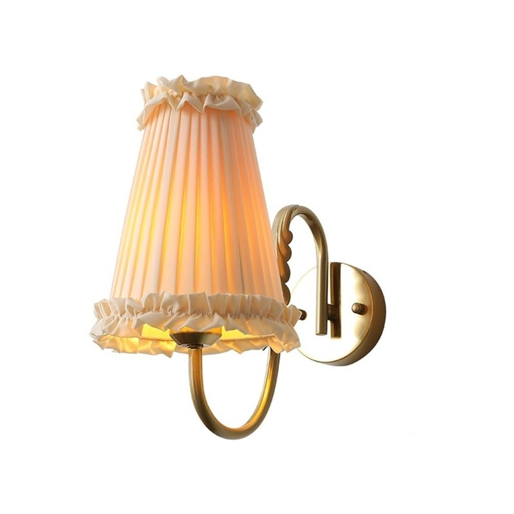 LYOUAE French Country Gold Wall Sconce Nordic Art Bedside Fabric Wall Light