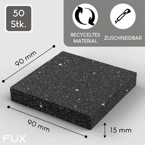 Terrassenpads 50 Stück - 90x90x15mm - Gummigranulat Unterlage für Terrasse & Balkon - Bautenschutzmatte Made in Germany