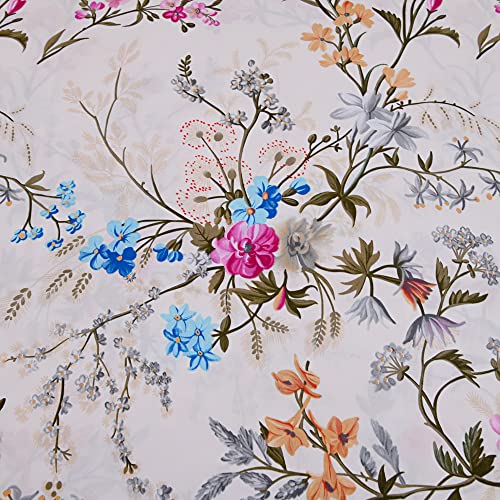 Hoobuy Soft Microfiber Printed Bed Sheets Set,All Seasons Bedding 4-Piece,Includes Floral Patterned Flat Sheet,Fitted Sheet With Elastic Deep Pocket&2 Pillowcases (N2199M, Queen) #TOP4