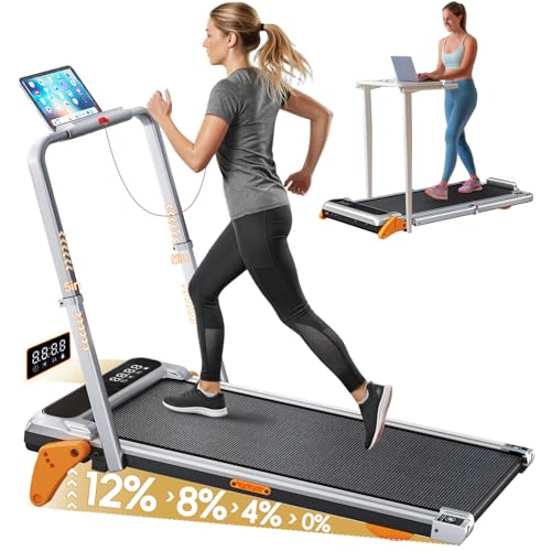 Image of Walking Pad with Incline Portable Treadmill with Handle Bar for Home Office Under Desk Use Small Space Treadmill
