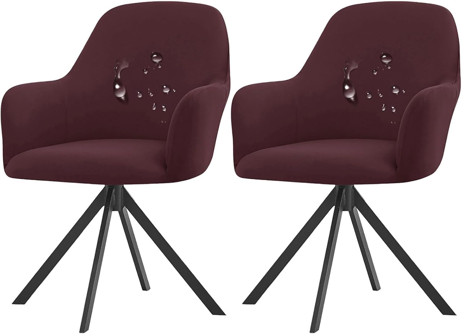 Housses de chaises à dossier incurvé extensibles et lavables en tissu marron imperméable