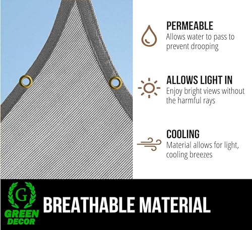 Image of HDPE Fabric Self Fold with SS Eyelet Sun Shade Sails 85-90% Protection from Sun & UV Rays Ideal for CarParking,Outdoor Garden,Balcony,Tent(Grey Color, 9.5 X 16 Feet) Pack of 1 Pc