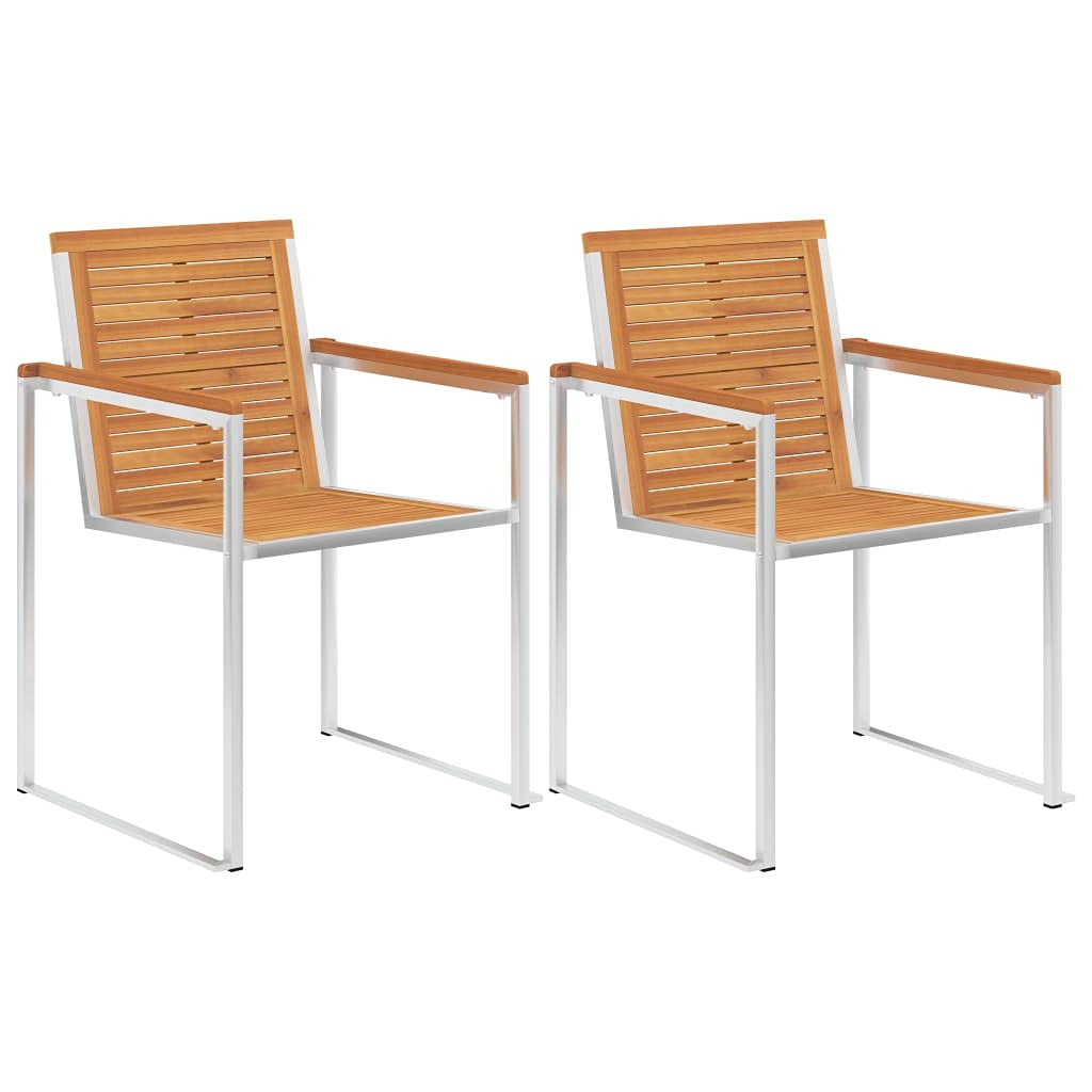 3061490 Sedie da Giardino 2 pz con Cuscini in Legno Acacia e Acciaio Testata in Legno,Testata Letto Matrimoniale Muebles Dormitorio Spalliera Letto Testiere per Letto Matrimoniale