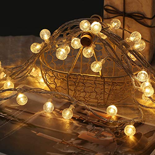 Globe Ball String Lights, 49 FT 100 LED Fairy Lights Plug in 8 Modes with Remote Control, Decor for Patio Garden, Indoor, Outdoor, Christmas, Party (Warm White)