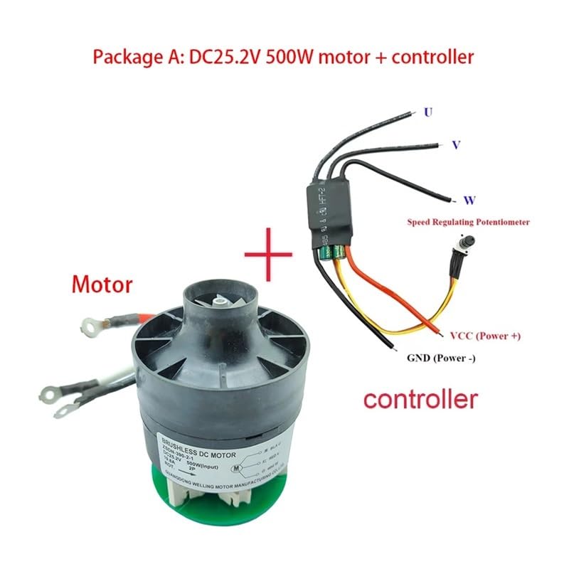 DC 24V 25.2V 500W 120000RPM Ultra High Speed Power Brushless electronic starter Dust Suction Fan Aluminum Impeller Turbo Fan With Controller TSIOHKBS(ONLY MOTOR_DC 25.2V)