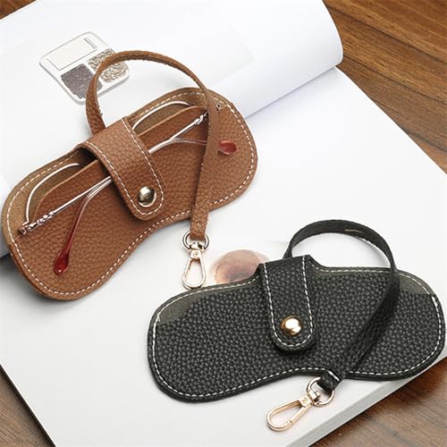 Image of K Luxury Sunglasses Cases with Strap Stotage Bag Leather Reading Eyeglass Case Portable Case Soft Pouch for Women