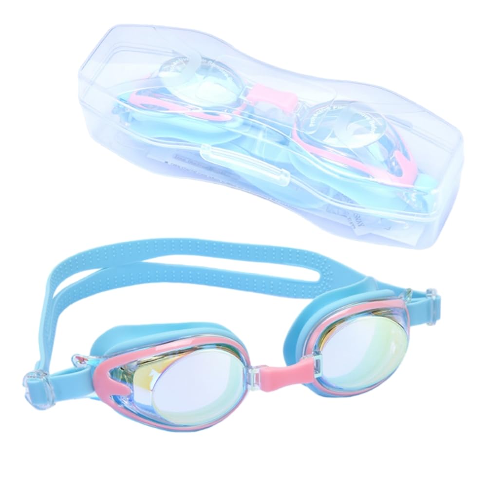 OMEIU Store Comfortable Anti-fog Swimming Goggles with case Waterproof UV Protection For Kids Boys Girls Soft Silicone Seals For Comfort Perfect For Lap Triathlon Training & Aquatic Sports (Set01)