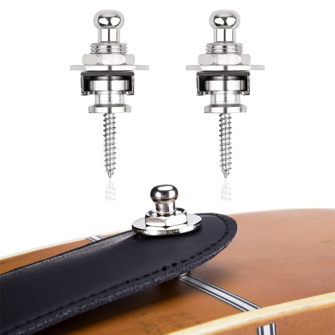 Lot de 2 sangles de guitare en métal pour guitare et basse,Boutons de Verrouillage de Sangle de Guitare en Métal,Verrous de Sangle Guitare Strap Locks, pour Guitare Basse Acoustique Electrique Guitare