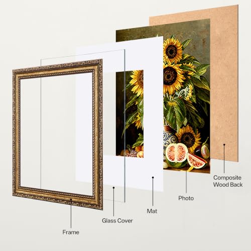 Image of eletecpro 9x12 Vintage Picture Frame, Glass Cover, Bronze Gold, 2-Pack | Display Photo 6x8 with Mat or 9x12 without, Horizontal or Vertical, Tabletop or Wall Decor