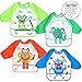 Lictin Baberos Bebes Impermeables-4PCS Baberos con Mangas Impermeables con Baberos Bandanas, Baberos Bebe Impermeables con Escote Ajustable de Patrón de Monstruo para Bebes de 0-2 Año