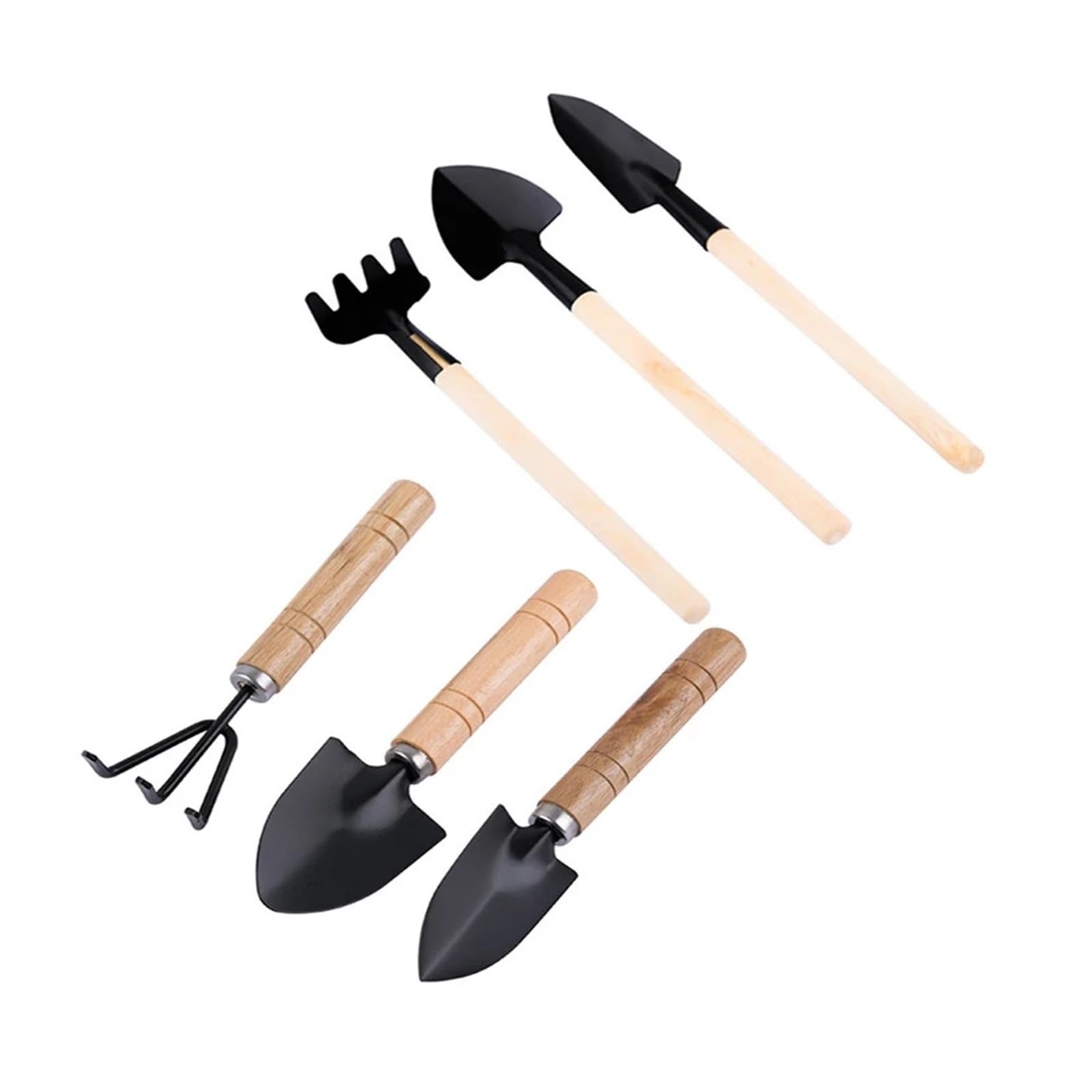 Schaufel, Rechen, Spaten, Mini-Gartengeräte-Set, Bonsai-Holzgriff, Handpflanzung