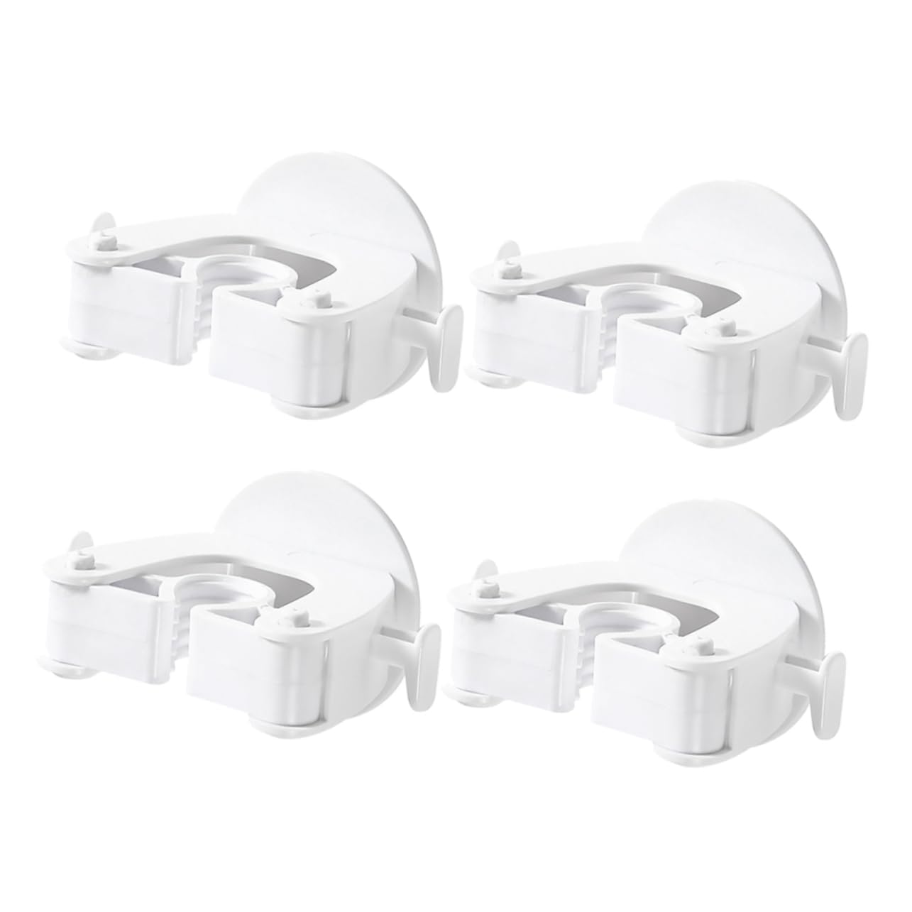 SOLUSTRE 4Pcs Wall Mounted Mop Holder Traceless Broom Organizer with Slip Design Punch Mop Clips for Bathroom Kitchen Garage and Practical Storage
