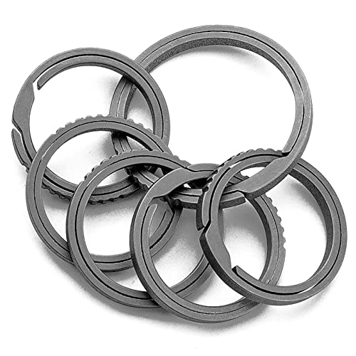 Tisur Key Rings For Keychains,Carabiner Keychain Ring Titanium Key Rings Heavy Duty Round Split Rings For Men And Women (1Pc Large Key Ring+5Pcs Small Key Rings) #TOP18