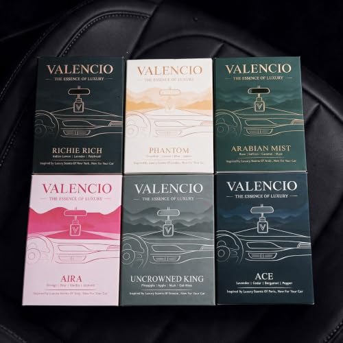 Image of Valencio Luxury Car Perfume Arabian Mist - Saffron & Rose Hanging Diffuser | Fragrance Inspired by Body Perfumes | Oud-Inspired Car Scent | Essential Oils | Up to 45 Days
