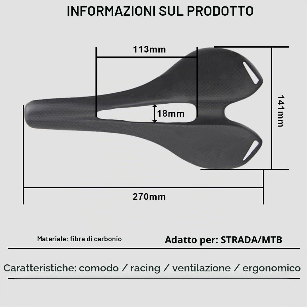 RXL SL Sellino MTB in Carbonio - Sella per Bici da Corsa e Mountain Bike