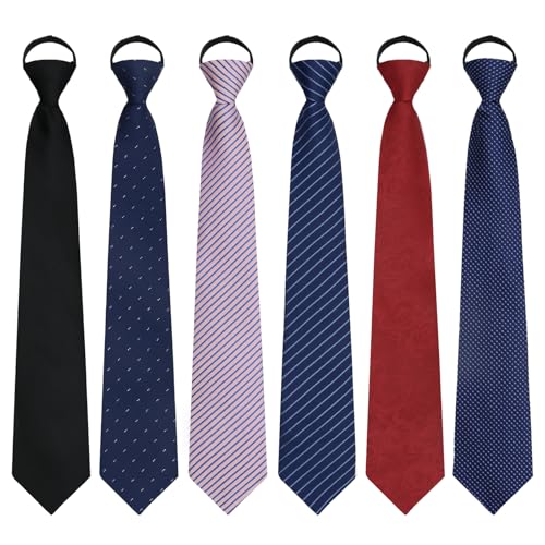 Image of Mens Tie Pre-tied Adjustable Men's Neckties, Zipper Ties for Men Accessories Business Wedding Party