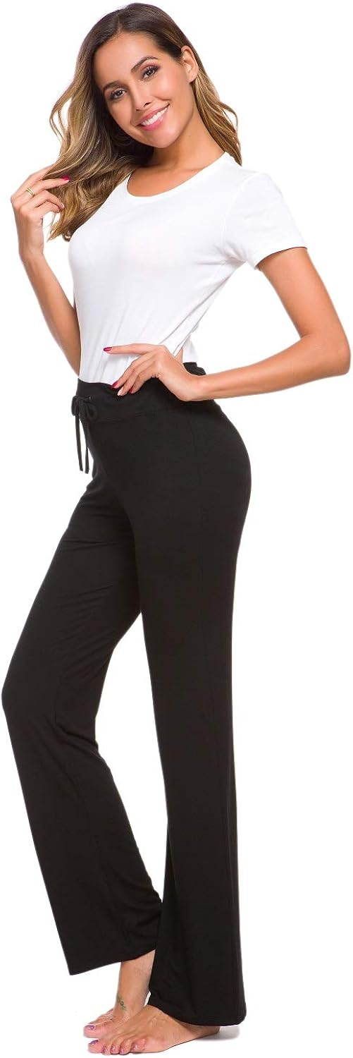 Women's Long Modal Comfy Drawstring Trousers Loose Straight-Leg for Yoga Running Sporting at  Women’s Clothing store