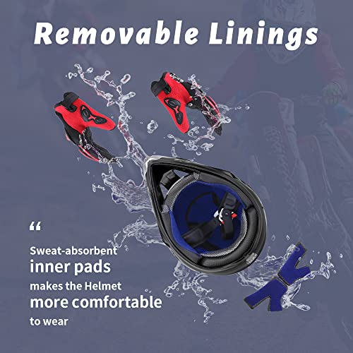 Image of OUMURS Adult Motocross Dirt Bike Helmet with Goggles, Gloves & Mask Dirt Bike ATV Helmet for Unisex-Adult Men Women Adjustable Sun Visor DOT /FMVSS-218 Off-Road Motorcycle Helmet UTV Helmet Downhill