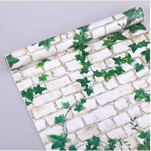 Papier peint PVC vert effet brique revêtement mural adhésif - 6