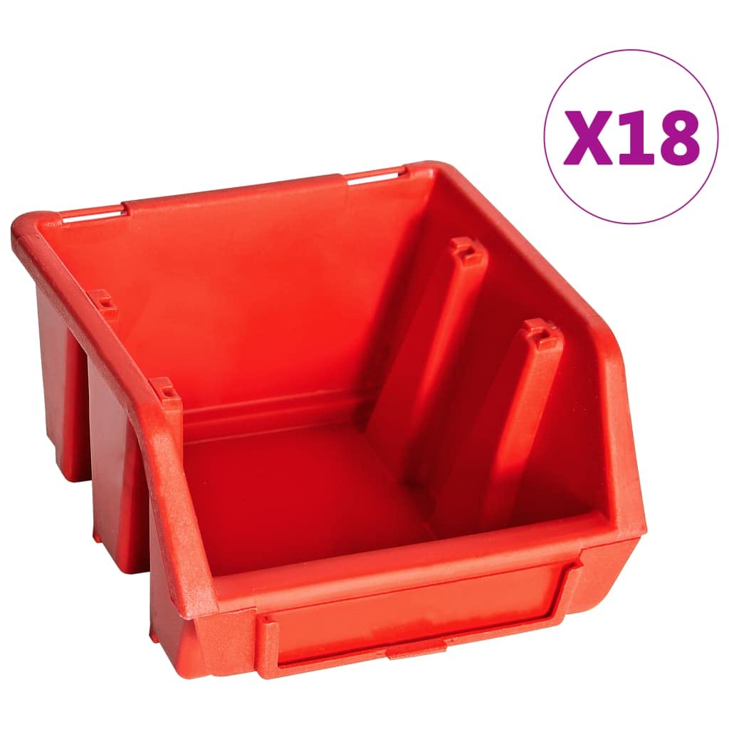 Juego de 32 cajas de almacenamiento para taller, estantería de pared para almacenamiento de herramientas, con 30 cajas apilables, cajas clasificadoras de plástico para tornillos y piezas