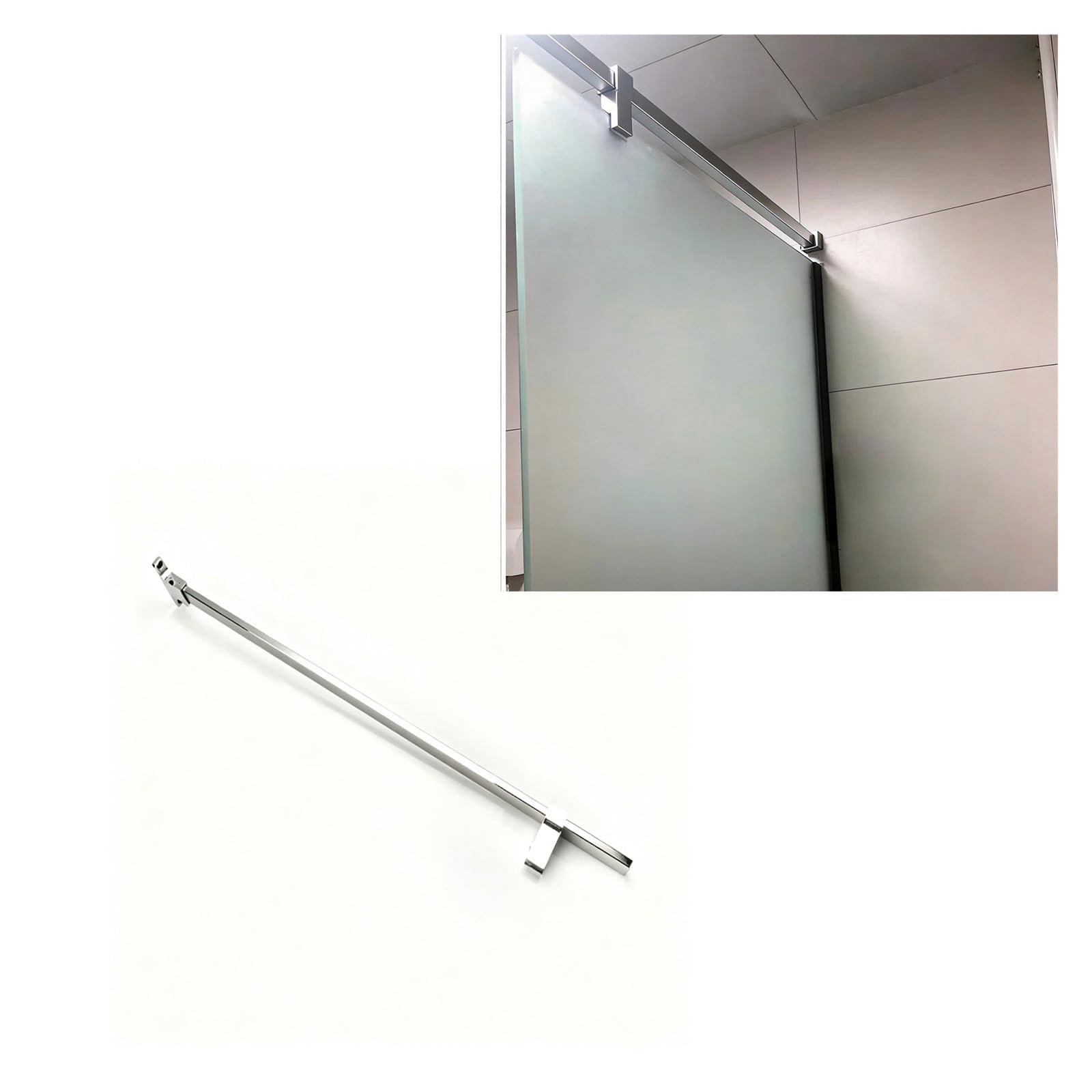 CHZDPP Anti-Wobble Glass Door Support Rod, Stainless Steel Shower Screen Support Stabilizer, Frameless Glass Stabilizer Bar for Wet Area/Gym/Hotel(Silver,19.7in/500mm)