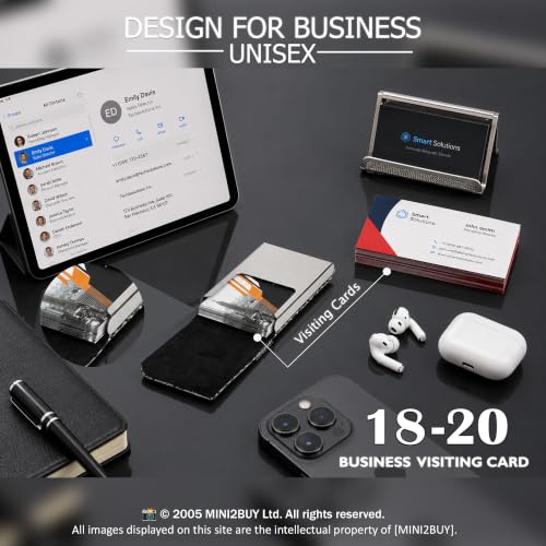 Image of Mini2buy Customized Name Engraved Card Holder for Credit, Debit, ATM, and Business Visiting Cards from Premium Stainless Steel Size Ideal for Personal use or Corporate Gifting (Off-White)