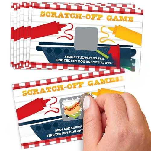 Big Dot of Happiness Summer Grill Party Game - BBQ Picnic Scratch Off Cards with Winners & Losers, Party Activity Pack, 22 Cards