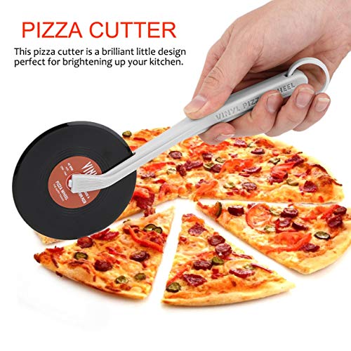 Cortador de pizza JullyCAnnice Profissional Top Spin Fresh Slice Record Player Pizza Cutter Vinyl Re