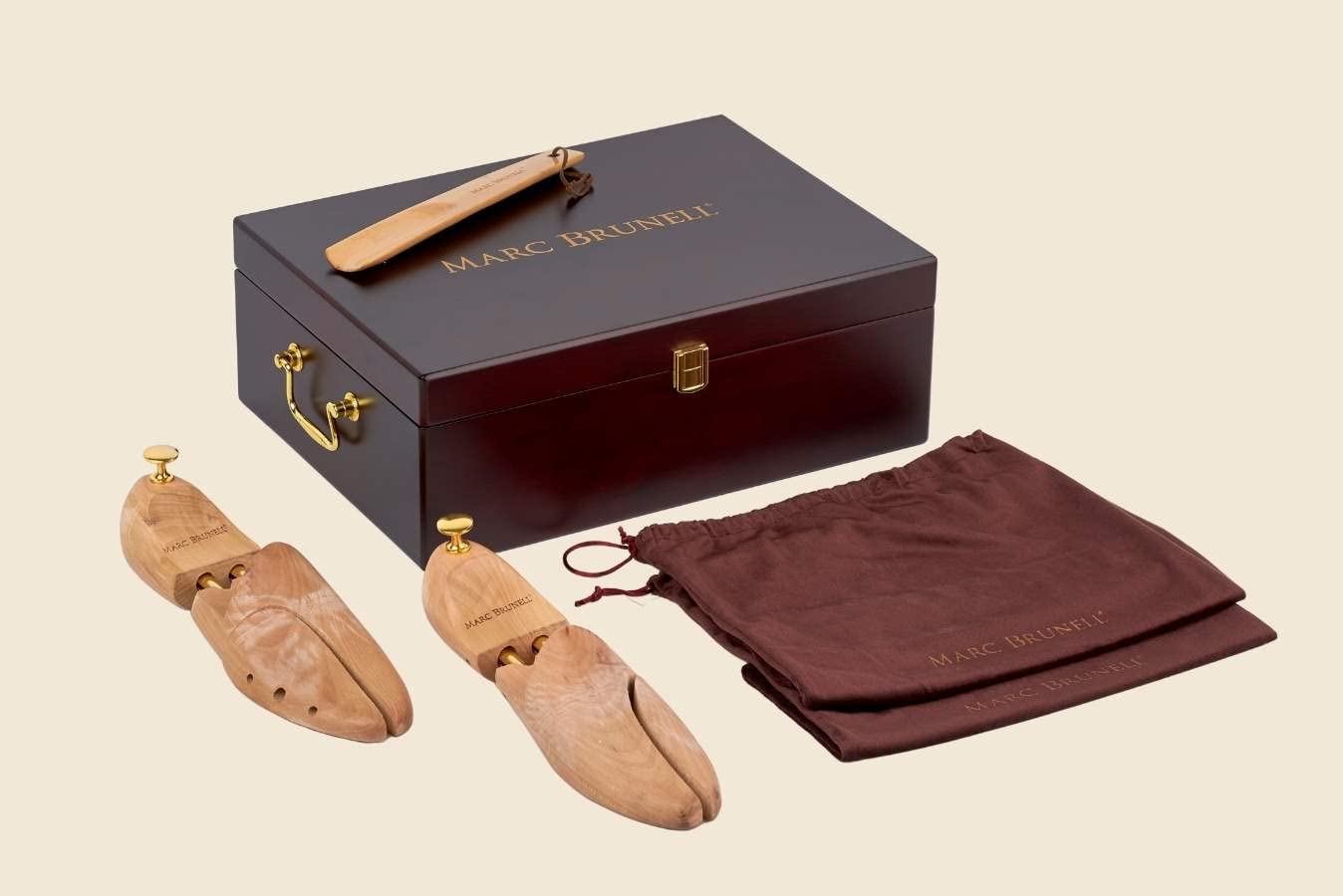 Marc Brunell Zapatos de hebilla de acero monje doble de cuero real para hombre en caja de regalo de madera más extras