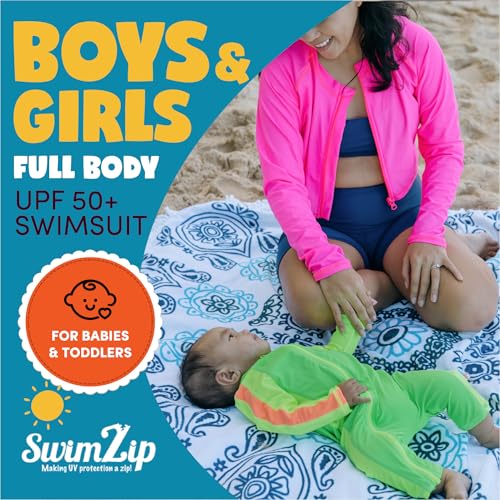 Image of SwimZip UPF50+ Boys Swim Shirt, Long Sleeve One Piece Kids Sunsuit