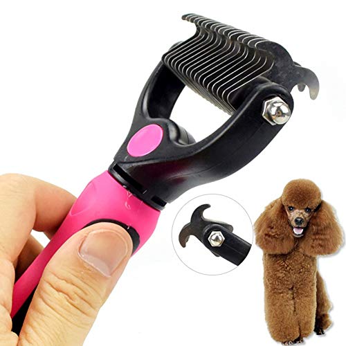 SDGDFXCHN Pet Cepillo de Lujo Pet Peine Doble Abrir Nudo Cuchillo rastrillo Acero Inoxidable Gato y Perro peluquería Herramientas