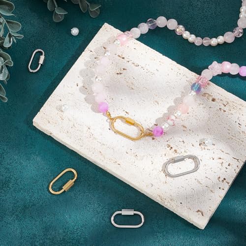 UNICRAFTALE 6Pcs 2 Colors 3 Sizes Oval Screw Carabiner Lock Stainless Steel Screw Locking Keychain Carabiner Clasp Metal Keychain Clip Hook Quick Link 21/24/26 mm for Jewelry Making Handbag Accessory - Image 4