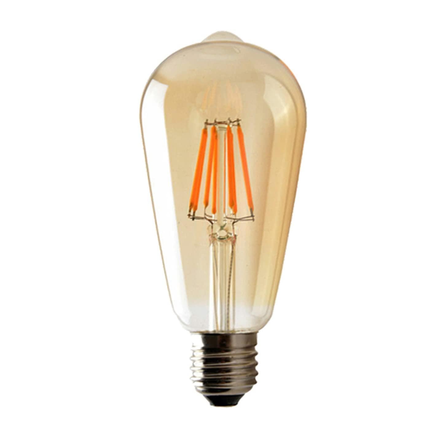 LEDSone Vintage Style E27 Screw ST64 LED Dimmable Bulbs, 4W Edison Light Bulb, 2700K Warm White, Amber Energy Saving Filament Decorative Bulbs