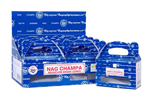Satya Sai Baba Nag Champa Backflow Natural Incienso 120 conos en paquete de 12 cajas | mejor para oración, meditación y relajación Cover