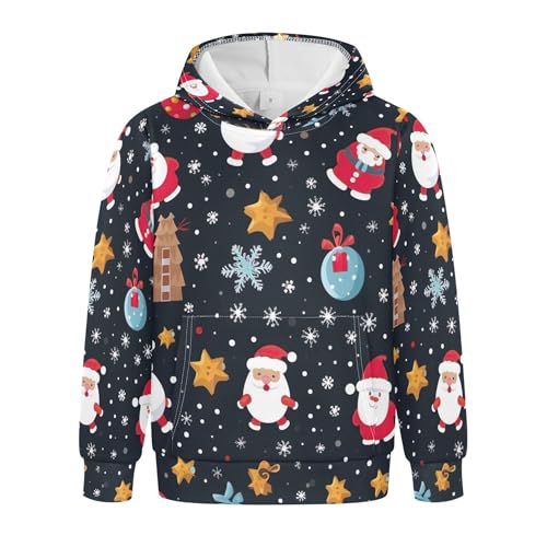 Kids Hoodies Sweaters Christmas Xmas Santa Claus Hooded Sweatshirts with Big Pockets for Boys Girls B0400359