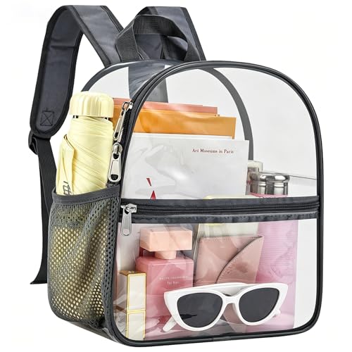 Image of Clear Backpack for Stadium Events, 12x12x6 Small Clear Plastic bag with Reinforced Straps for Game Security Festival Concert