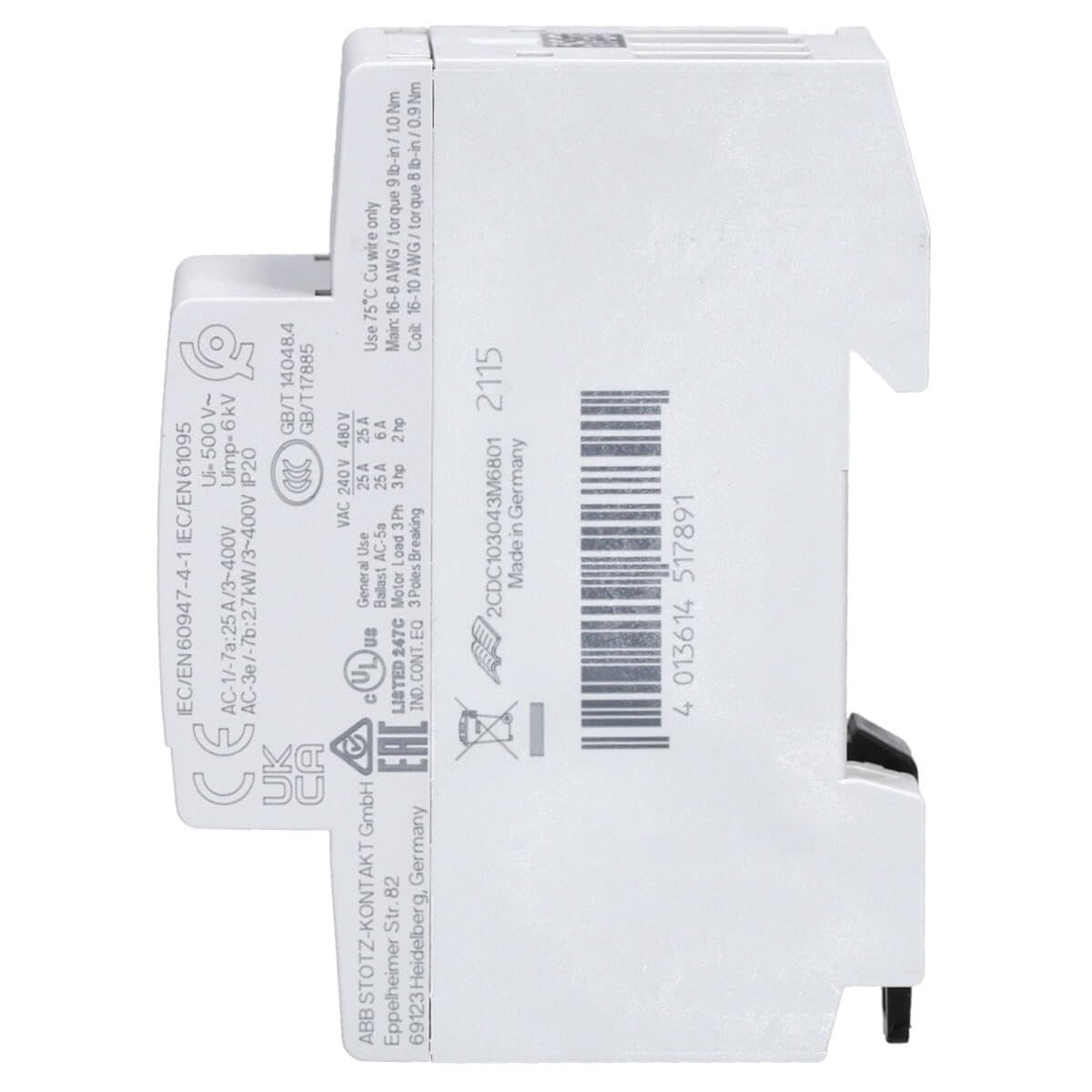 ABB ESB25-04N-06-25 A 4 apri (4 NC) 230-240 V AC/DC 4 poli, 36 mm per guida DIN silenziosa