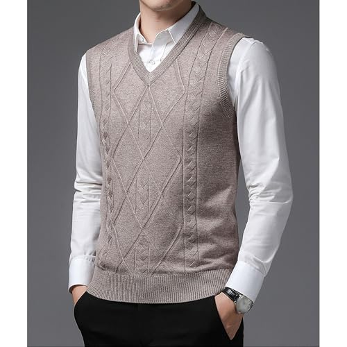 JEShifangjiusu Men's Rhombus Textured Sweater Vest Lightweight V Neck Sleeveless Tank Top Slim Fit Pullover Singlet2