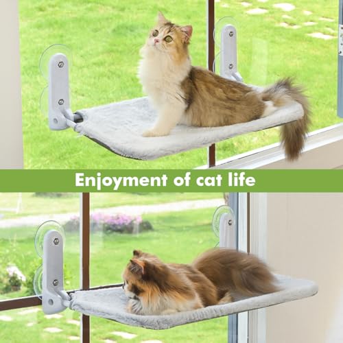 Zoratoo 2Pc Cat Window Perch Cordless Foldable Cat Hammock Bed For Window With Metal Frame And Reversible Cover, Large Suction Cups Window Resting Seat For Indoor Cats thumb #6
