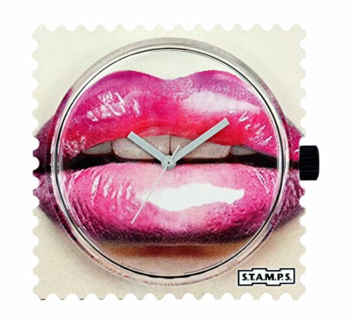 S.T.A.M.P.S. originelle Uhr Zifferblatt - Motiv Glossy Lips - 104284- Quarzuhrwerk mit Analoganzeige