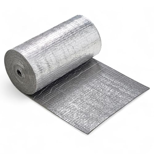 SGM Ecobloc 160 mil (4mm) 36 sqft (3.4 sqm) Car Sound Deadener Roll & Heat Shield, Closed Cell PE Foam + Aluminum, Noise Reduction & Thermal Insulation for Roof, Doors, Trunk, Floor DIY Easy Instal