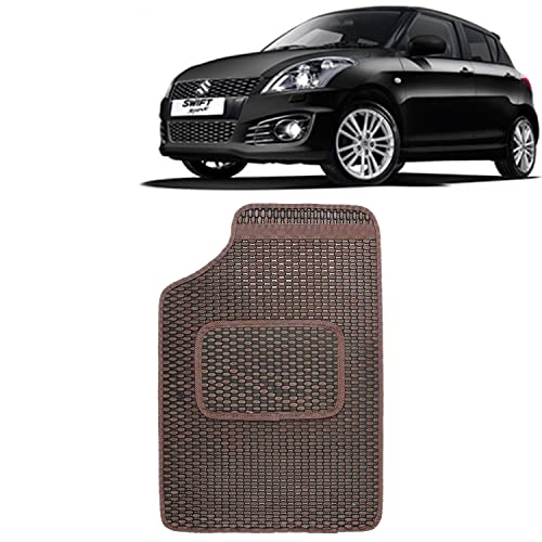 Image of Kingsway Dotted Design Car Floor Foot Mats Universal Fit for Maruti Suzuki Swift, Model Year : 2011-2017, Water and Dustproof, Color Brown, Set of 5 Pieces