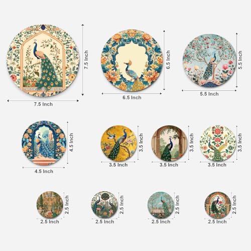 Image of RADIQORE Set of 11 Designer MDF Wooden Wall Hanging for Home Decoration | Office | Gift | Wall Decor Hanging Items | Wall Art | Living Room | Bedroom (peacock)