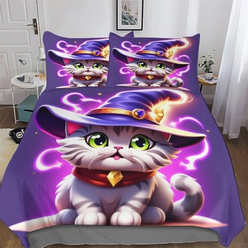 Housse de couette Halloween chat pour lit king size facile à border