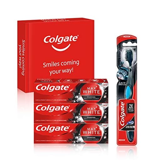 Colgate Kit Blanqueante al Carbón con Pasta de Dientes Blanqueante Max White Carbón (Pack 3 Uds x 75ml) y Cepillo Blanqueador Max White 360