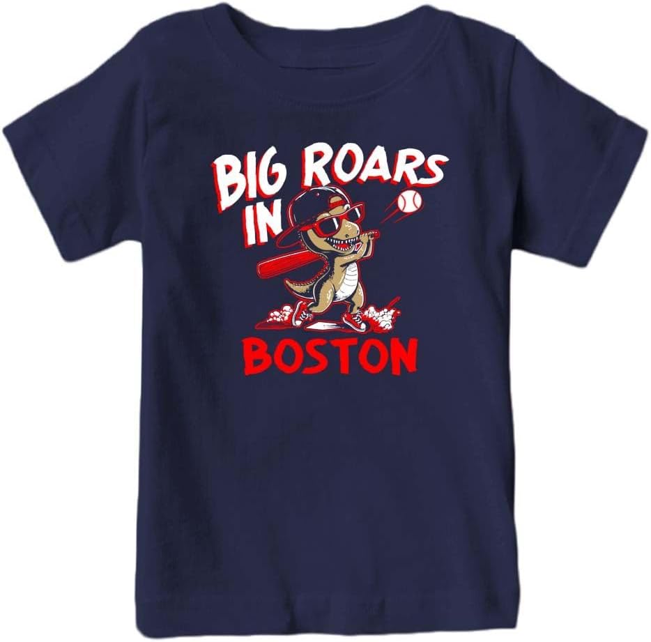 Big Roars in The Ballpark Kid's Dinosaur T-Shirt for Baseball Fans
