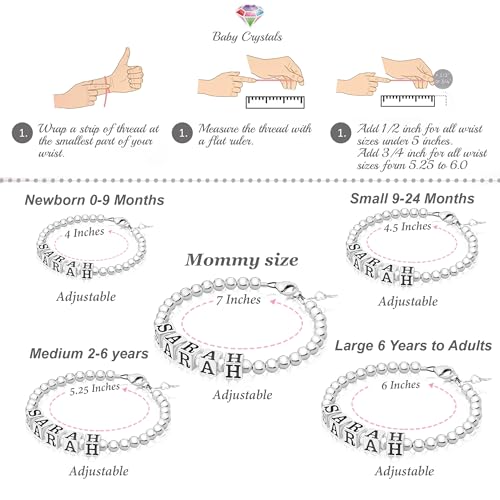 Sterling Silver Initial Bracelet, Silver Beads and Alphabet letters with your Name, Birthday Girl Bracelets for Girls Baptism Gifts, Personalized Birthday Gifts3