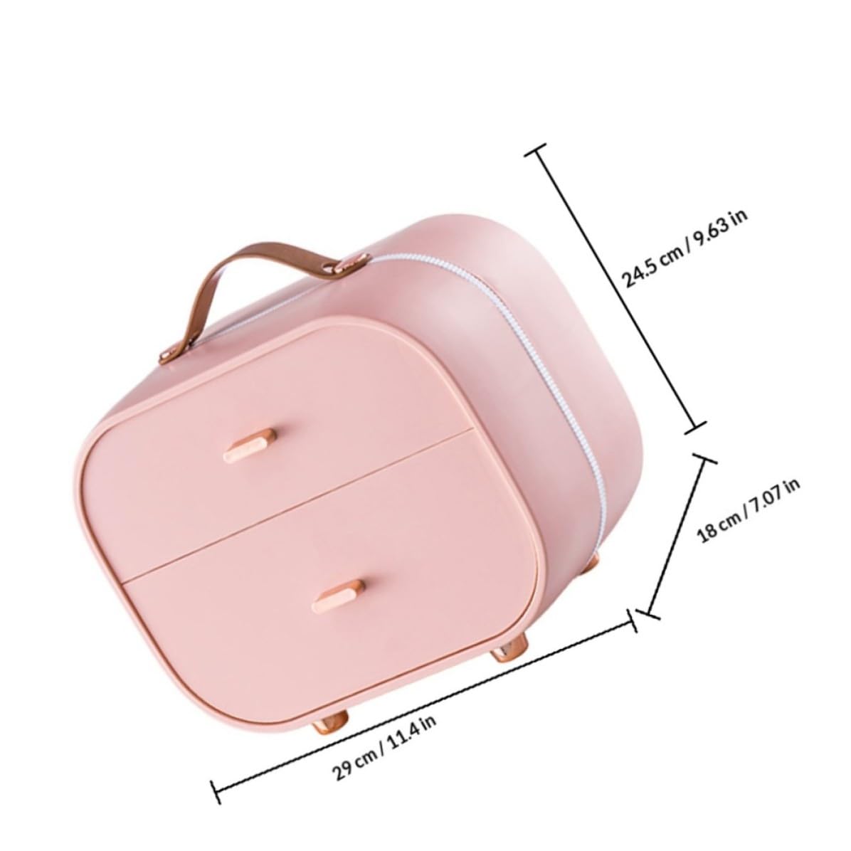 Scatola Porta Oggetti in Pp Rosa per Cosmetici e Gioielli Struttura Robusta e Salvaspazio, Organizer da Scrivania Multi-strato per Tavolo del Comò